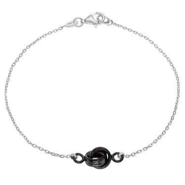 Sterling Silver Infinity Circle Knot Charm Bracelet 7.5 Inch