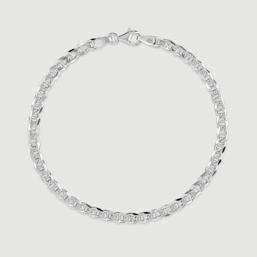 Sterling Silver 3.7mm Diamond Cut Marina Bracelet with Chain