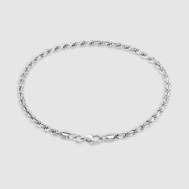 Sterling Silver 2.8mm Diamond Cut Rope Bracelet with Chain