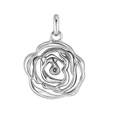 Sterling Silver Rose June Flower Pendant