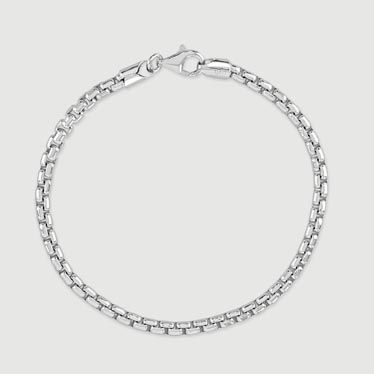 Sterling Silver 3.7mm Rounded Box Bracelet Small
