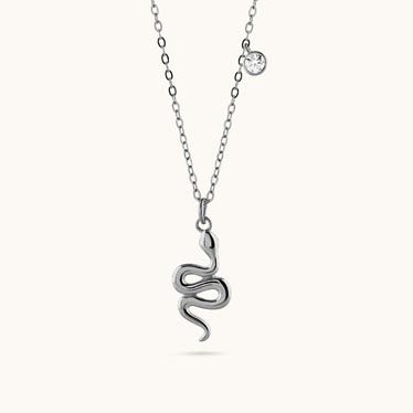 Sterling Silver Amulet Snake Necklace