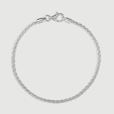Sterling Silver 2.5mm Spiga Wheat Bracelet with Chain