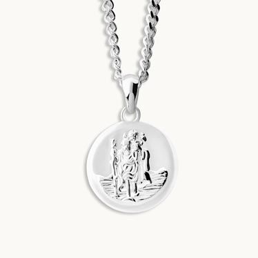 Sterling Silver 16mm Round St Christopher Pendant