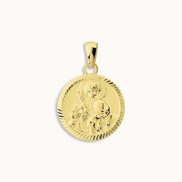 Gold Plated Sterling Silver 16mm Round St Christopher Pendant