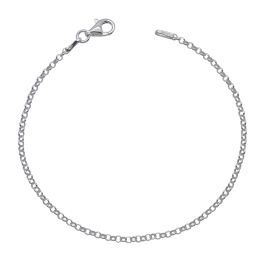 Double Heart Sterling Silver 'Chunky Oval' link CZ Belcher Bracelet - 7.5