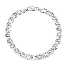 Sterling Silver 6.9mm Diamond Cut Marina Link Bracelet | Lengths: 8