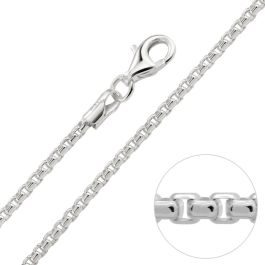 Solid 925 Sterling Silver Rounded Box Chain Necklace - Black Oxidized Rhodium Finish 5 thumbnail image