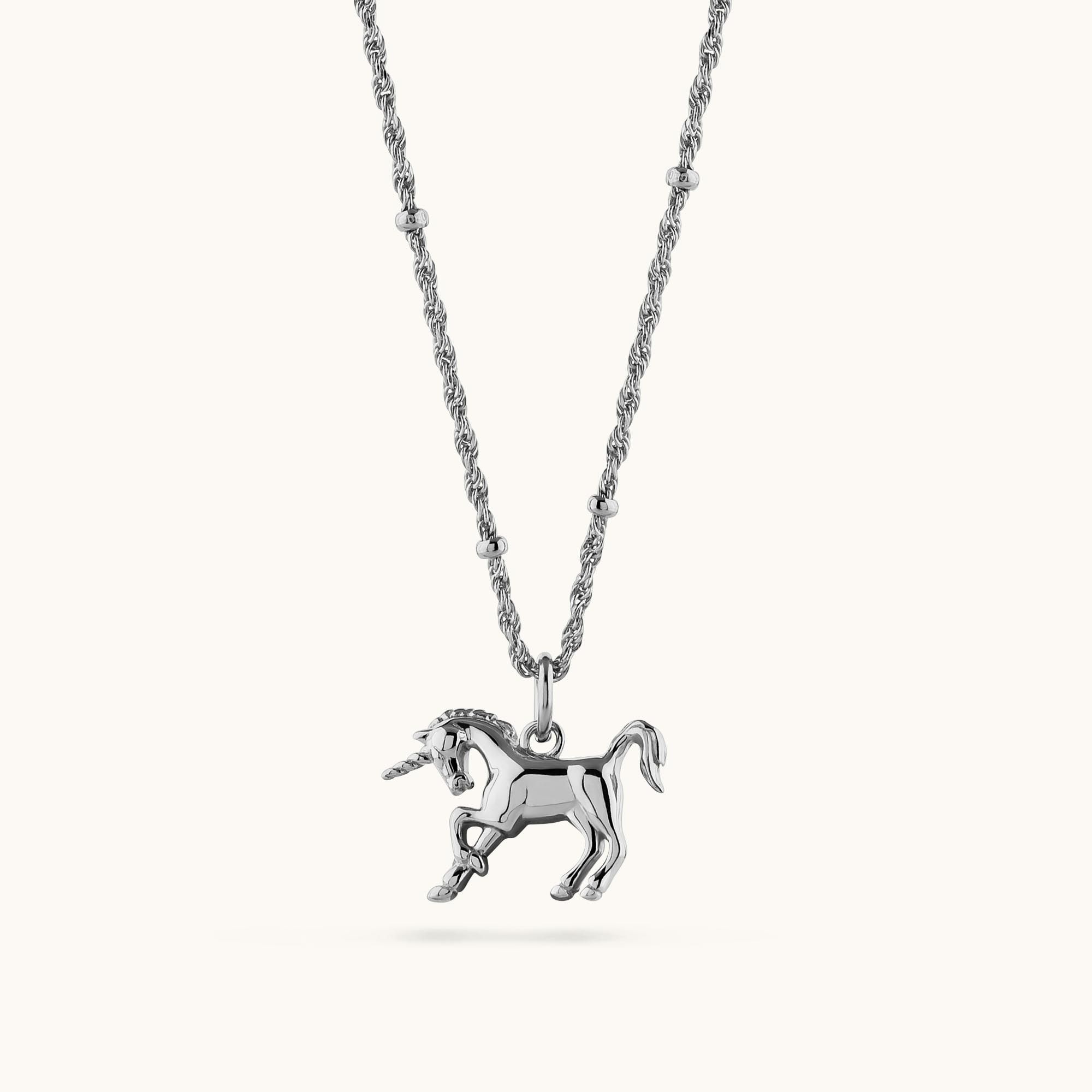 Sterling Silver Cubic Zirconia Small Unicorn Pendant and Chain main image 0