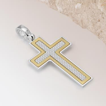 Gold Plated on Sterling Silver Cross Pendant New