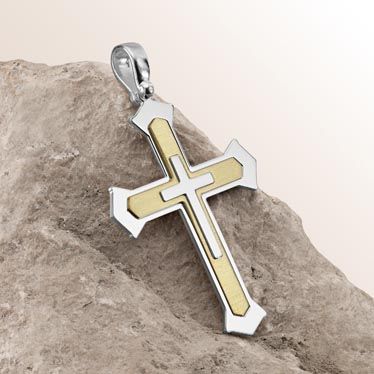 Gold Plated on Sterling Silver Cleche Cross Pendant New