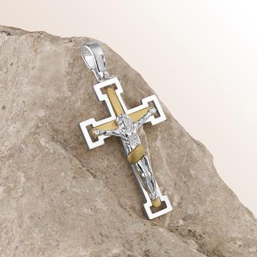 Gold Plated on Sterling Silver Crucifix Cross Pendant New