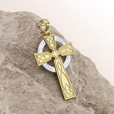 Gold Plated on Sterling Silver Celtic Cross Pendant New