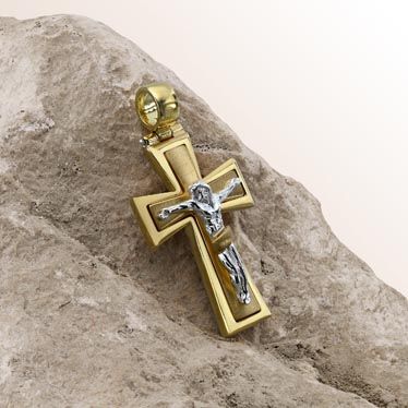 Gold Plated on Sterling Silver Byzantine Crucifix Cross Pendant New