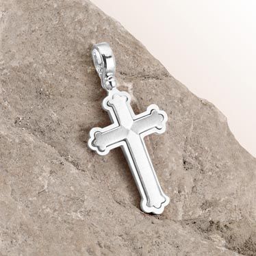 Sterling Silver Budded Cross Pendant New