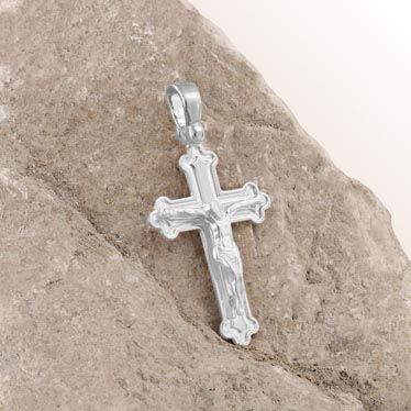 Sterling Silver Budded Crucifix Cross Pendant New