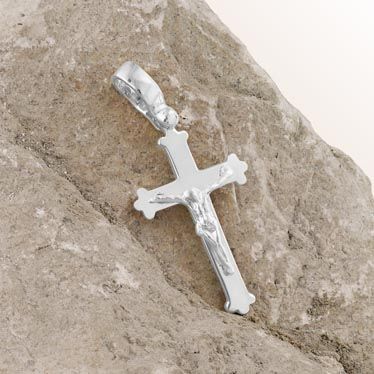 Sterling Silver Budded Crucifix Cross Pendant New
