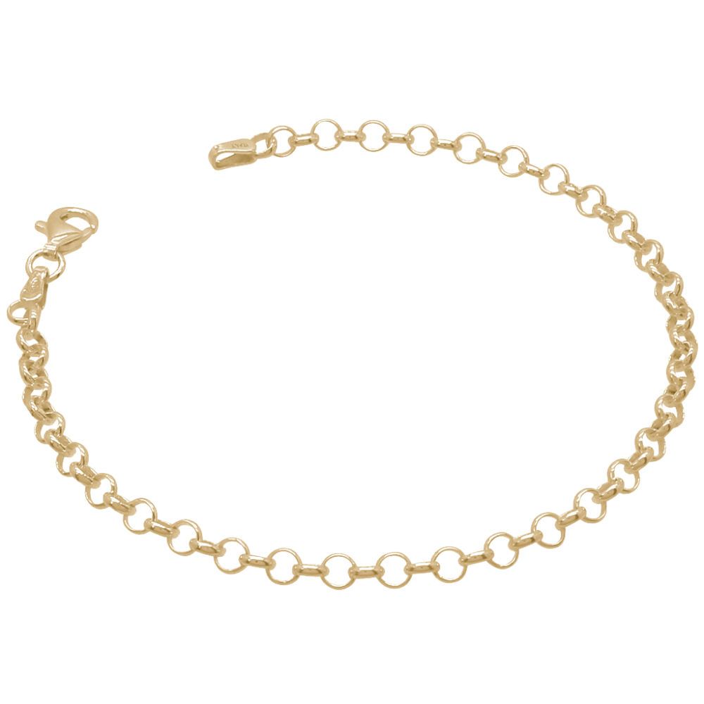 Yellow Gold Plated Sterling Silver 3.4mm Belcher Link Bracelet New