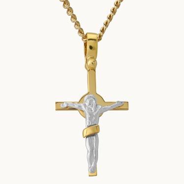 Gold Plated on Sterling Silver Celtic Crucifix Cross Necklace New