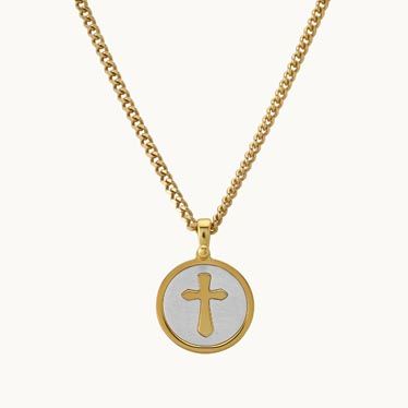 Gold Plated on Sterling Silver Cross Necklace New