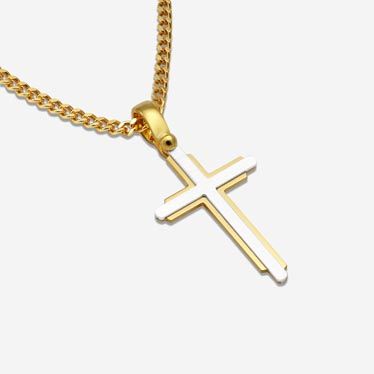 Gold Plated on Sterling Silver Cross Necklace New