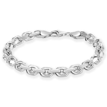 Sterling Silver 6.3mm Anchor Bracelet Diamond Cut New