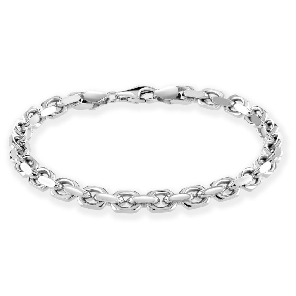 Sterling Silver 5.5mm Anchor Bracelet Diamond Cut New