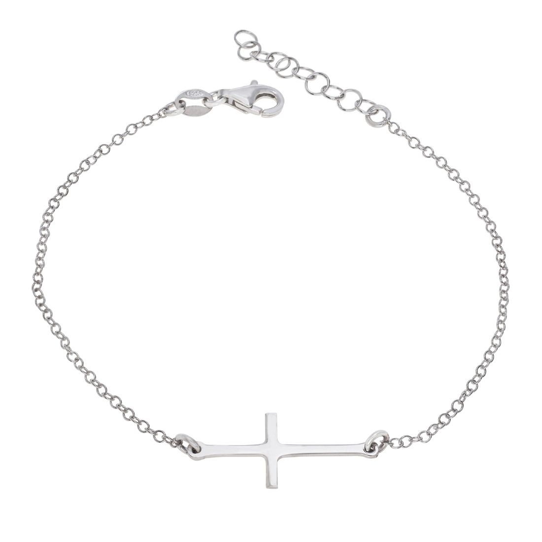 Sterling Silver Sideways Cross Bracelet Extendable Links New
