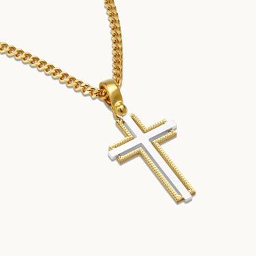 Gold Plated on Sterling Silver Cross Necklace New