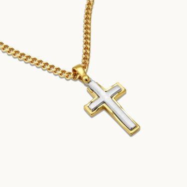 Gold Plated on Sterling Silver Cross Necklace New