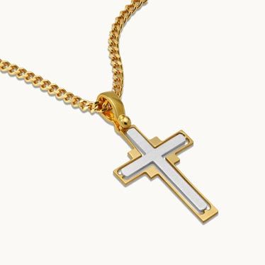 Gold Plated on Sterling Silver Cross Necklace New