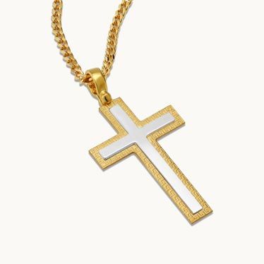 Gold Plated on Sterling Silver Cross Necklace New