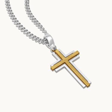 Gold Plated on Sterling Silver Cross Necklace New
