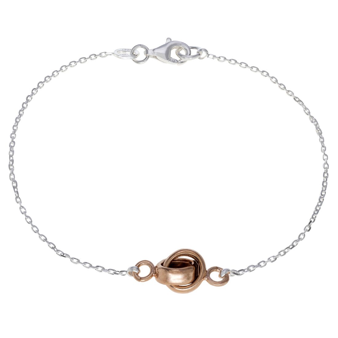 Sterling Silver Infinity Circle Knot Charm Bracelet 7.5" New