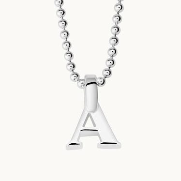 Sterling Silver 3D Alphabet Initial Letter Pendant - A New