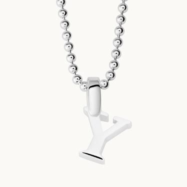 Sterling Silver 3D Alphabet Initial Letter Pendant - Y New