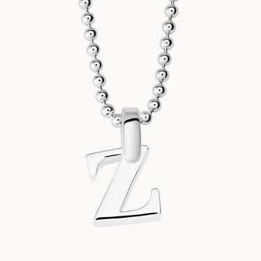 Sterling Silver 3D Alphabet Initial Letter Pendant - Z New