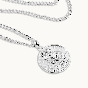 Sterling Silver 20mm Round St Christopher Necklace New