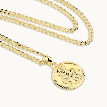 Gold Plated Sterling Silver 16mm Round St Christopher Necklace New