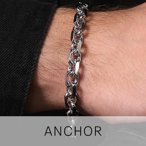 Mens Silver Anchor Bracelets