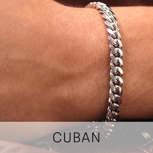 Mens Silver Cuban Bracelets