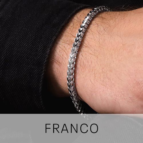Mens Silver Franco Bracelets