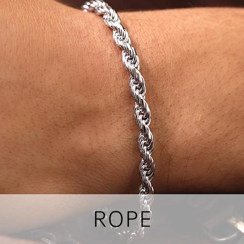 Mens Silver Rope Bracelets